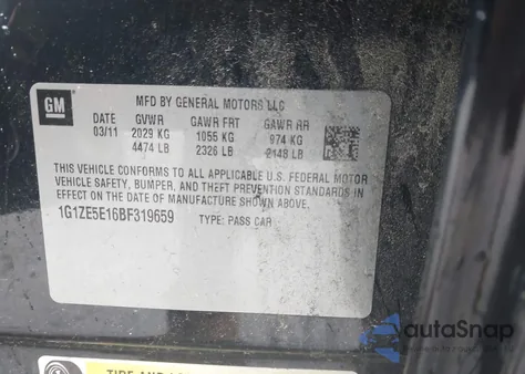 2011 Chevrolet Malibu Ltz из США, поврежденный, VIN 1G1ZE5E16BF319659